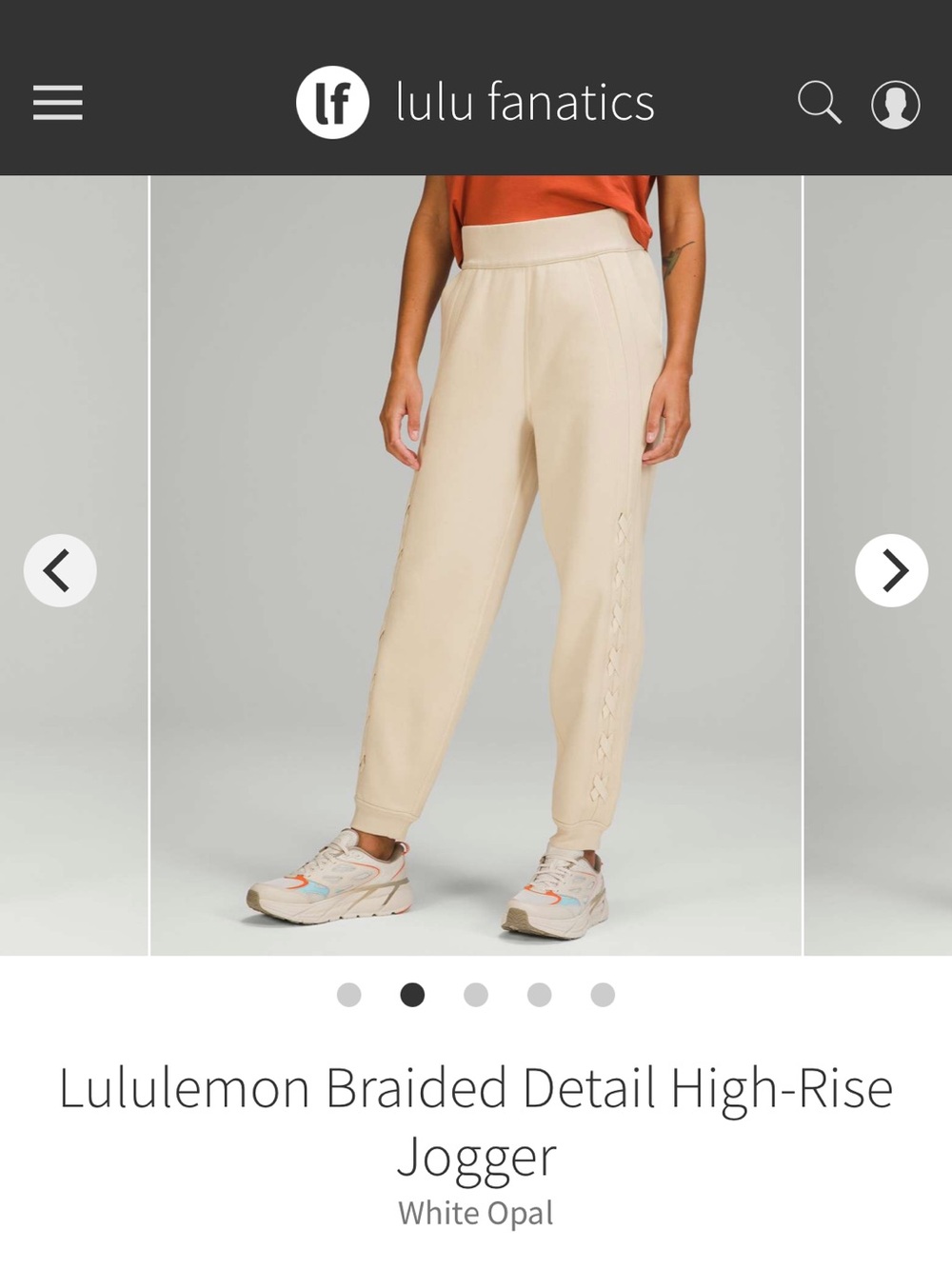 lululemon athletica Braided-Trim High-Rise Joggers — White Opal size 6